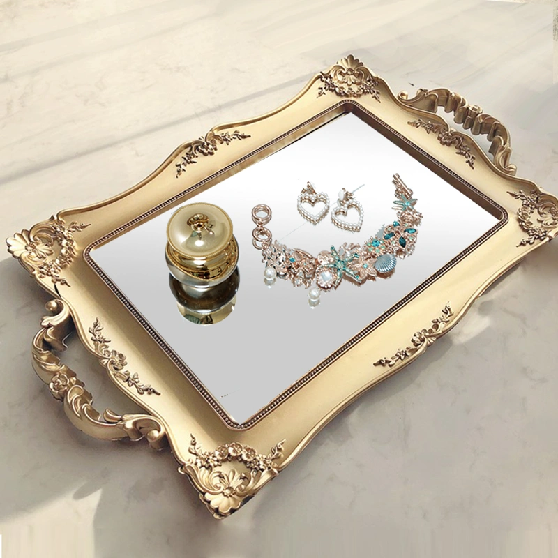 White mirror tray jewelry luxury storage tray