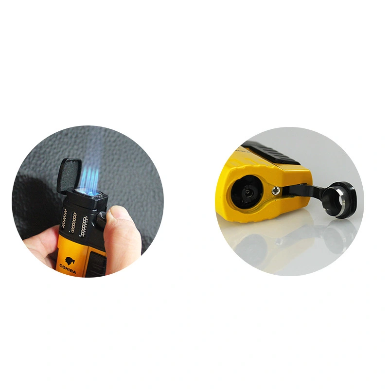 Commemorative Edition Portable Four Straight Cigar Lighter With Hole Opener