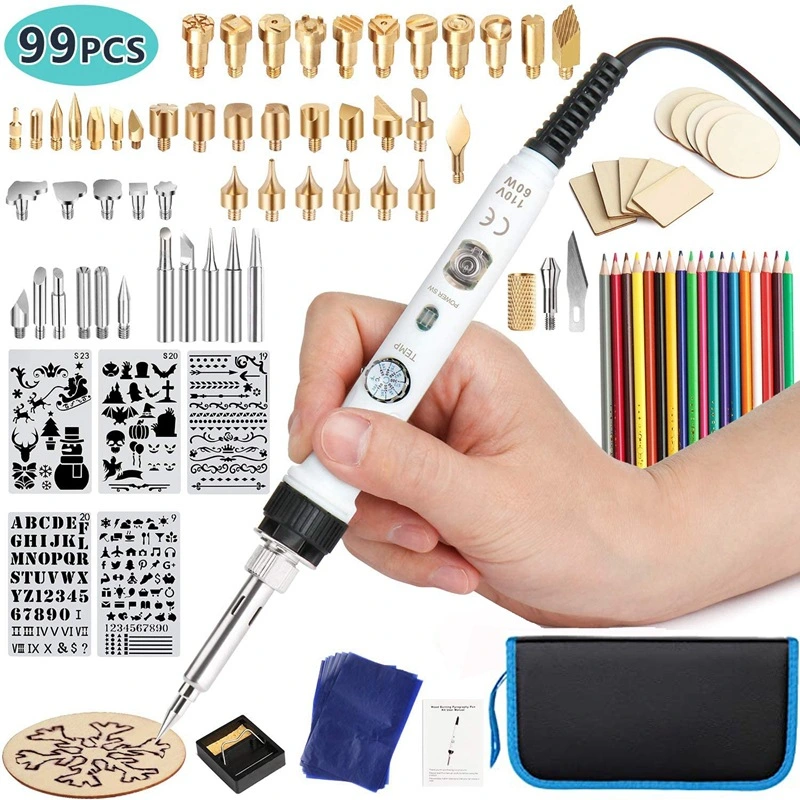 DIY wood burning kit constant temperature iron pen with switch