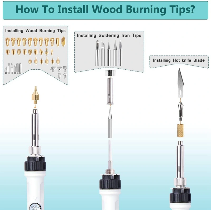 DIY wood burning kit constant temperature iron pen with switch