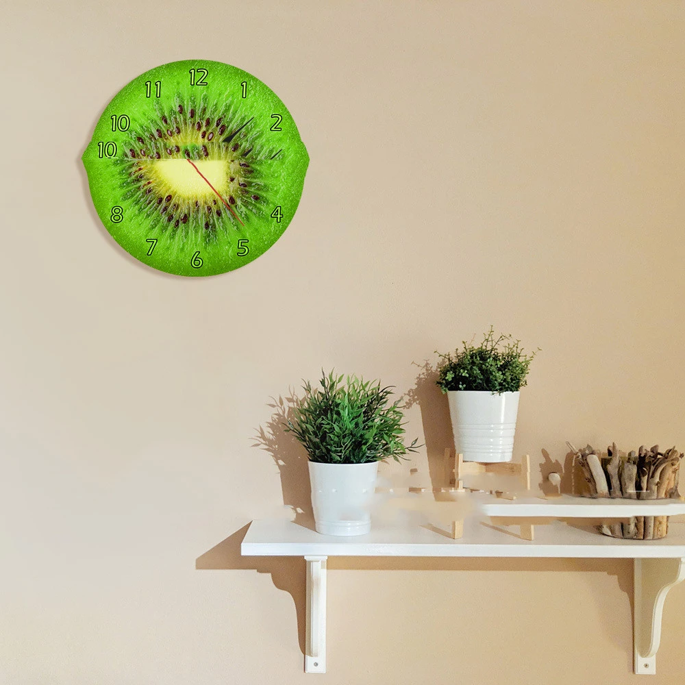 Wall Clock Green Kiwi Clock Home Living Room Kitchen Outfit