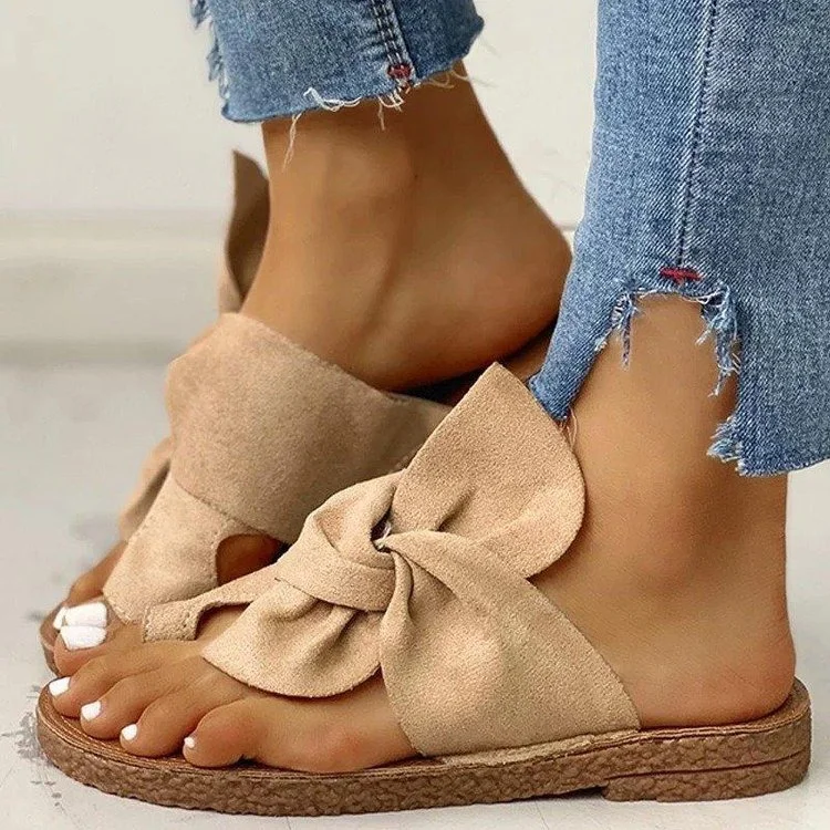 Beef Tendon Bottom Bowknot Plus Size Slippers Women