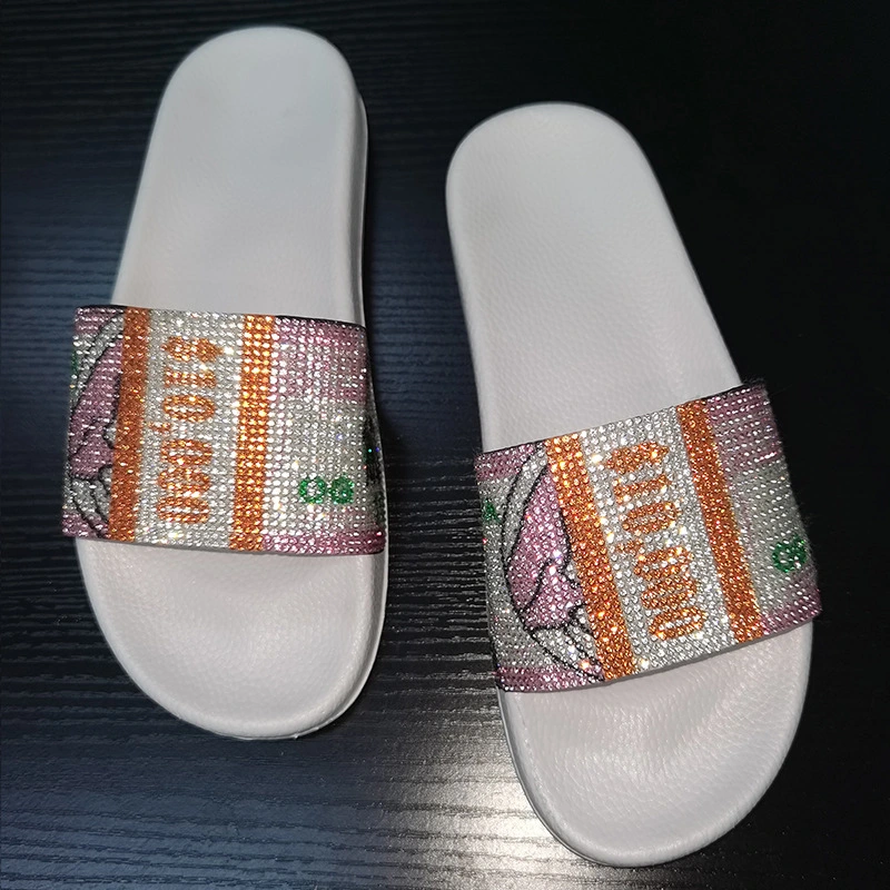 Daily Outer Wear Sandals Fashion Color Diamond Dollar Shoes Bag Women's Slippers