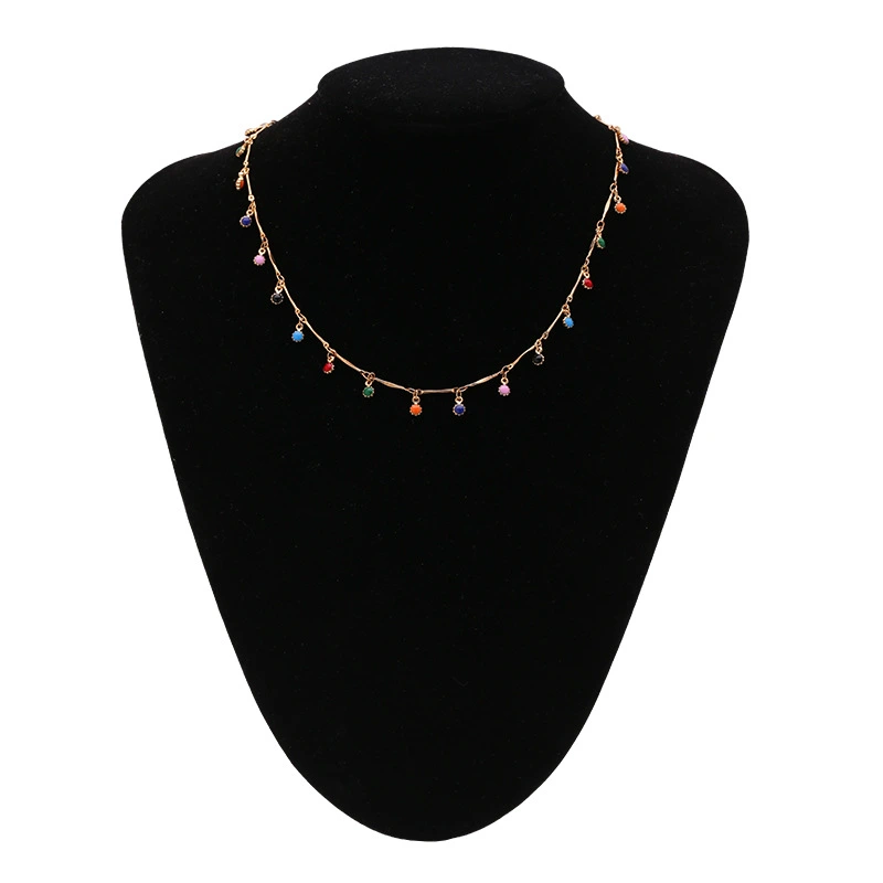 Multicolored small ball single layer necklace lock