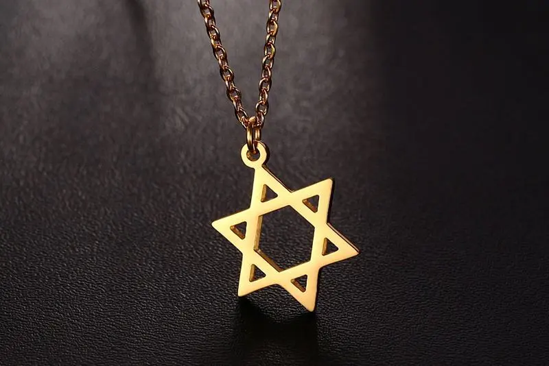 Titanium steel six-pointed star necklace