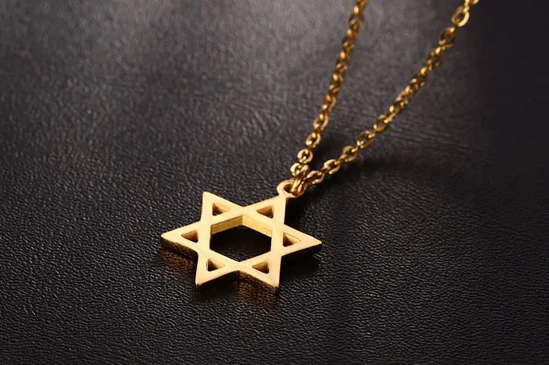 Titanium steel six-pointed star necklace