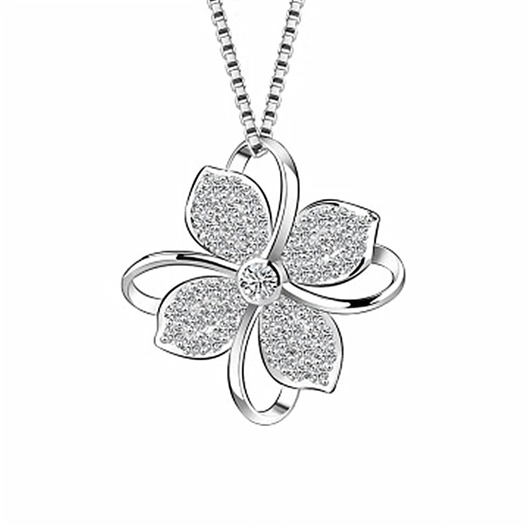 Ladies Lucky Four Leaf Clover Necklace