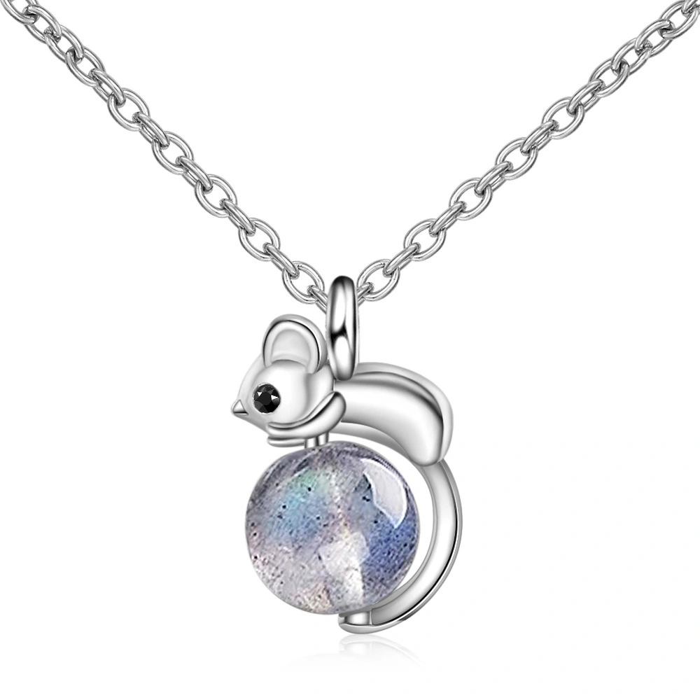 Little mouse necklace natural blue moonstone