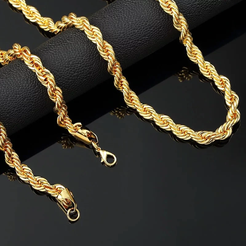 Hip Hop Rapper Chain 3mm gold Silver nakelace for Men