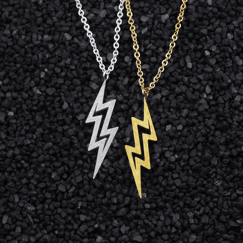 Stainless steel hollow metal gold lightning Pendant