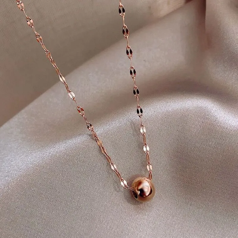 Small Round Bean Titanium Steel Corrugated Clavicle Chain