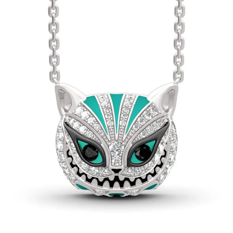 Foreign trade Source Diamond-Studded Oil Dripping Skull Cat Necklace