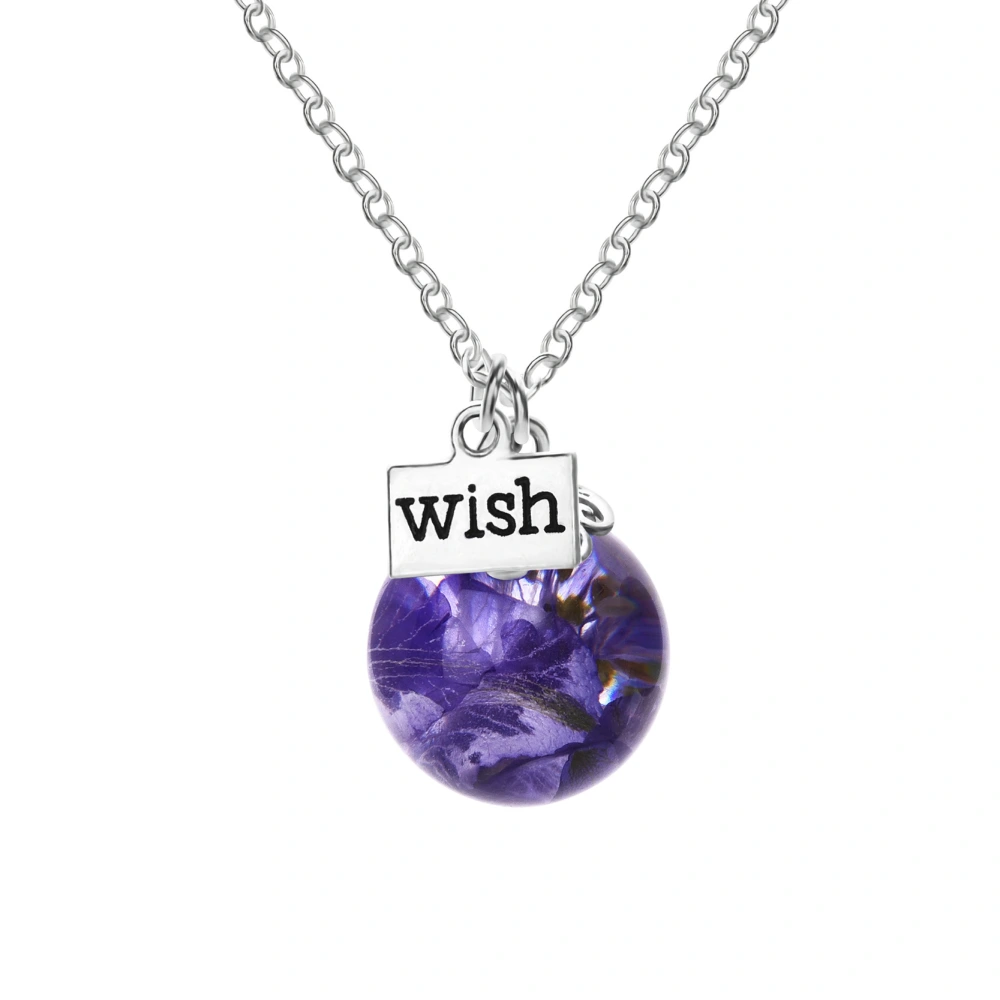 Resin Purple Feiyan Dried Flower Necklace Crystal AB Glue Dried Flower Pendant Necklace