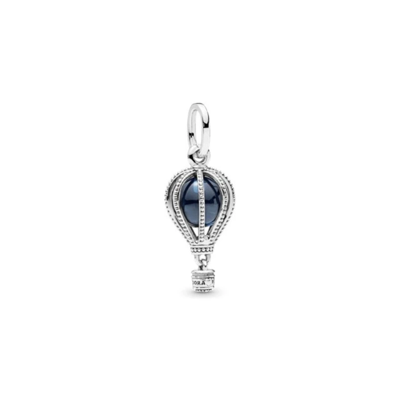 Sterling Silver Big Hole Bead Blue Hot Air Balloon Airplane Pendant Telescope