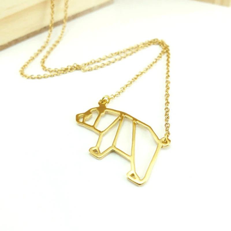 Geometric Polar Bear Outline Panda Bear Animal Necklace