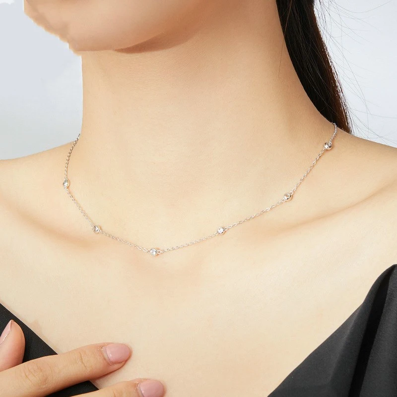 Simple Zircon Necklace Platinum Plated Fashion