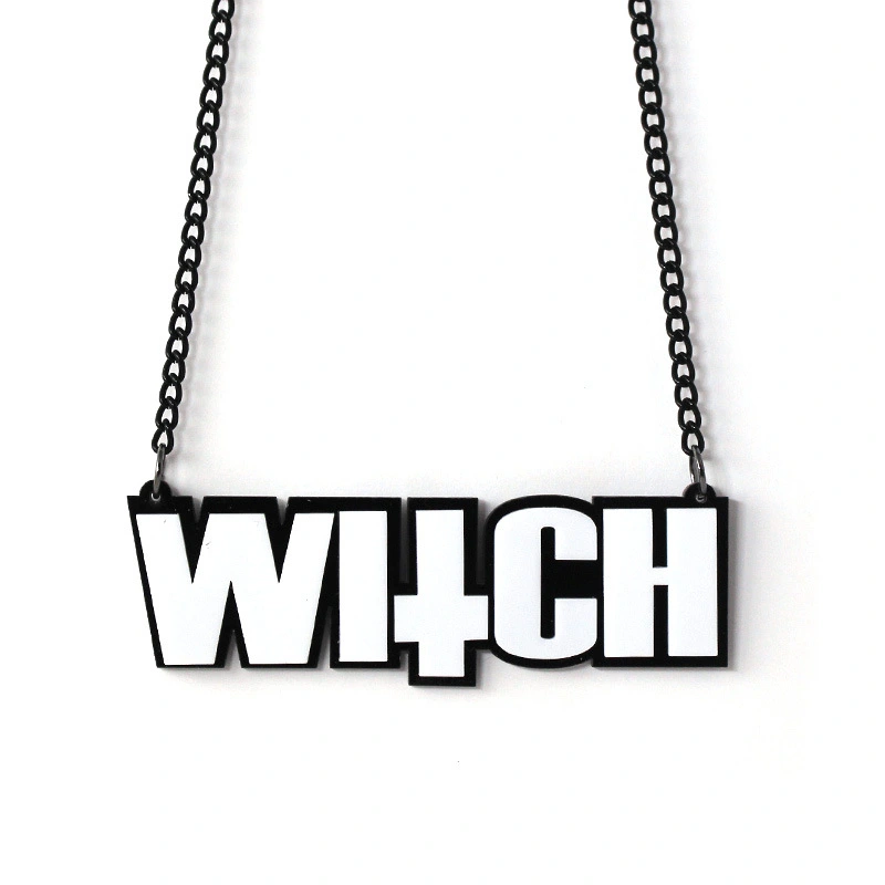 Hot Selling European and American Black Letter WITCH Punk Exaggerated Hip Hop Letter Necklace