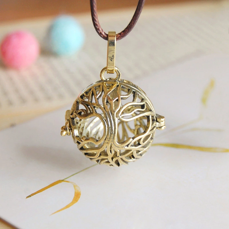 Vintage Tree Of Life Aromatherapy Essential Oil Sachet Ball Necklace