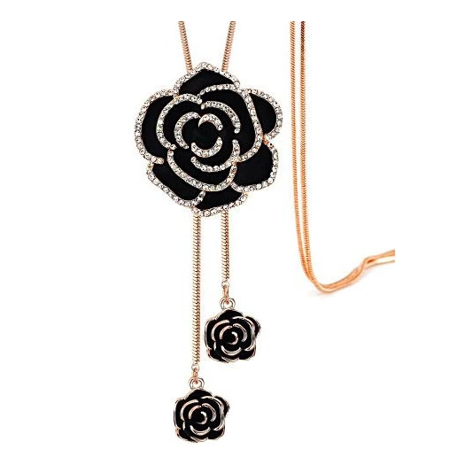 Fashion Rose Flower Sweater Chain Long Necklace