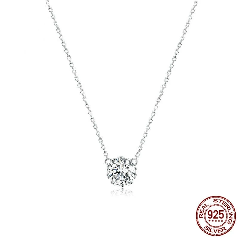 Fashion Clavicle Chain Shiny Zircon S925 Silver Necklace