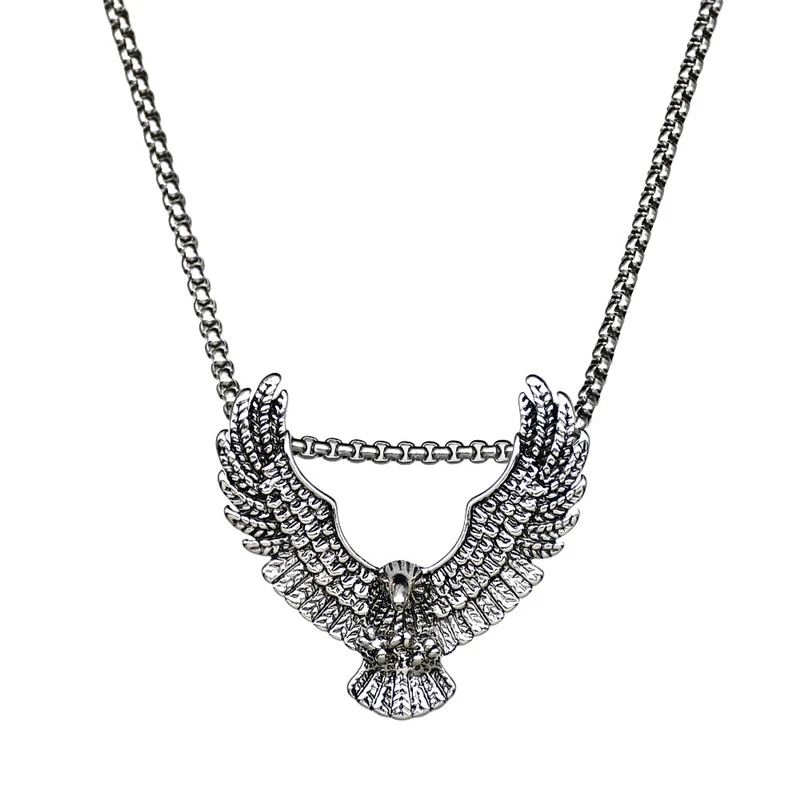 Fashion Trendy Cool Men's Stainless Titanium Steel Eagle Wings Necklace