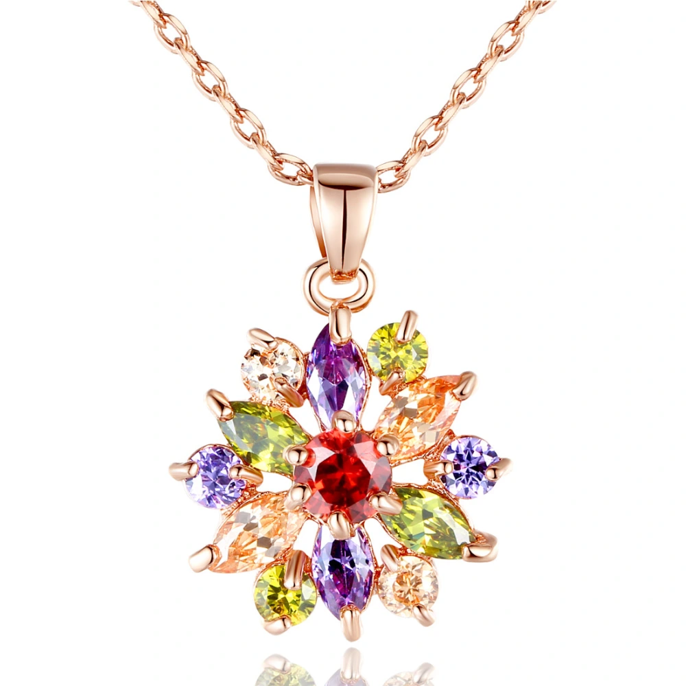 Gold Diamond Necklace Jewelry Tri-color Electroplating Color Preservation