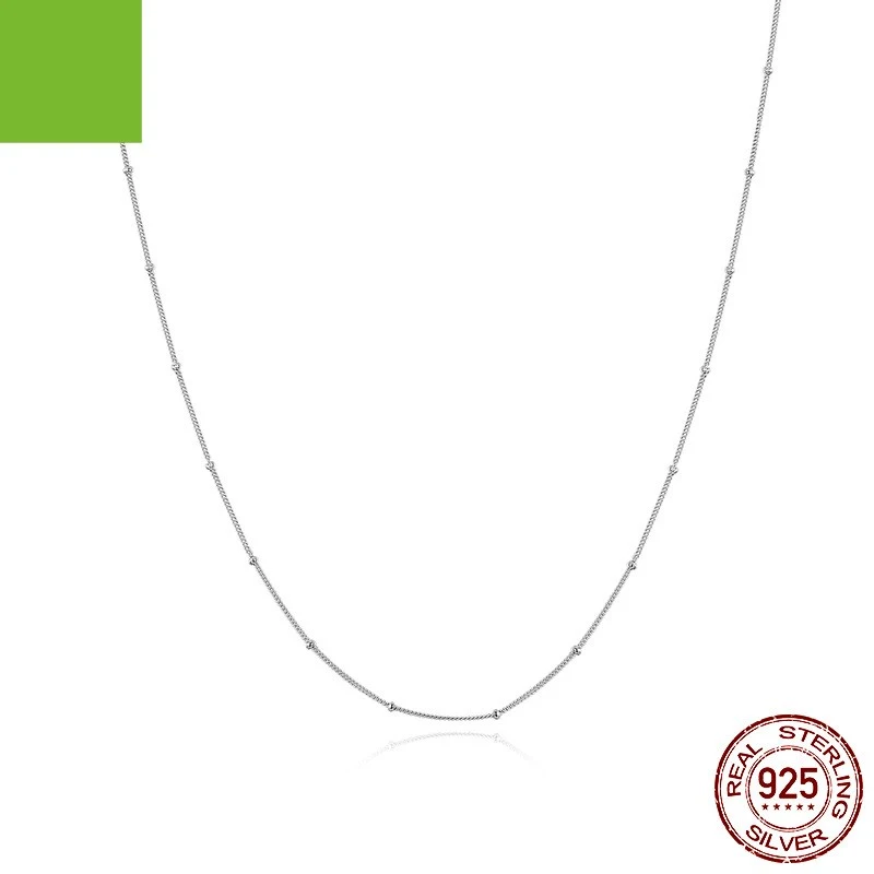 Small Round Beads s925 Sterling Silver Necklace Base Chain