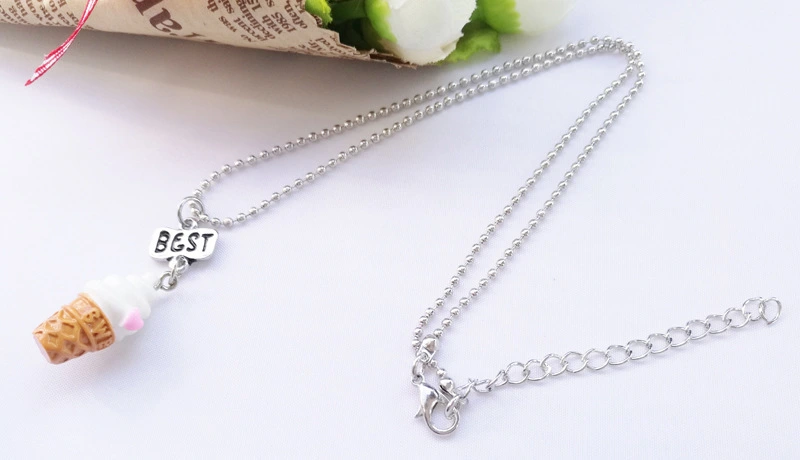 3PCS Set Resin Ice cream Pendant Bead Chain Necklace