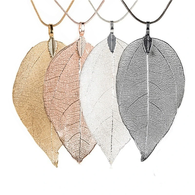 Personalized Simple Leaf Sweater Chain Long Necklace