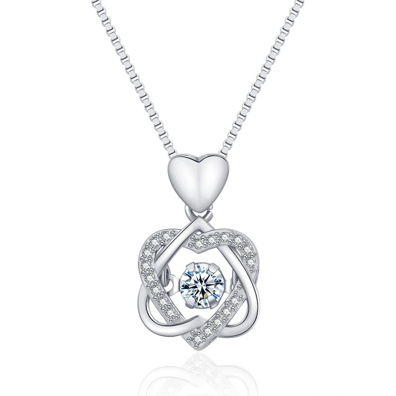 Heart Cubic Zirconia Hollow-out Pendant Necklace