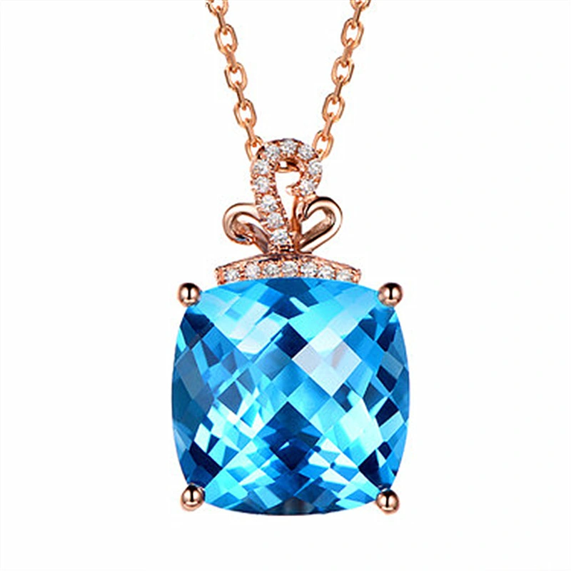 Natural Blue Diamond Topaz Heart Pendant