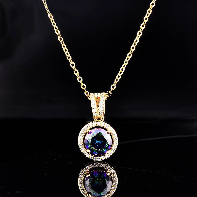 Colorful Laser Diamond Pendant With Hearts And Arrows