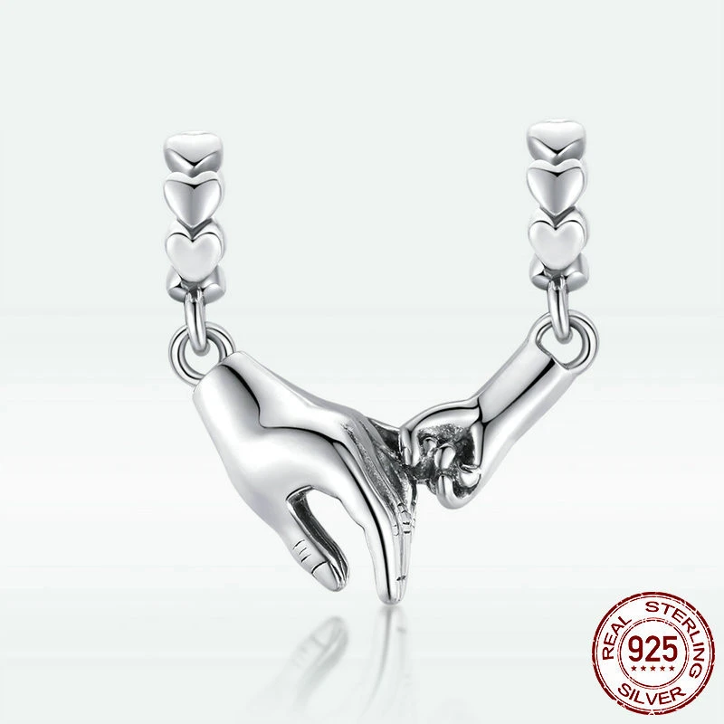 S925 Silver Holding Hands Pendant Diy Accessories