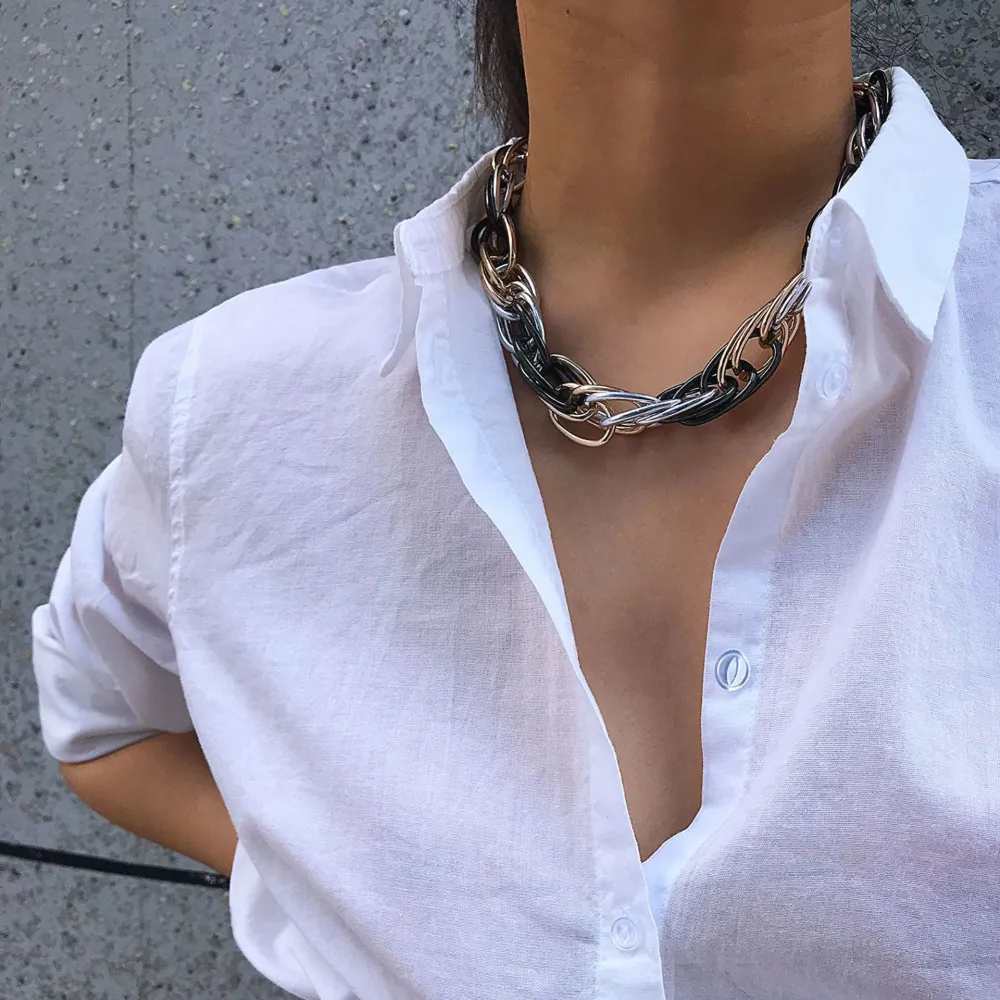 Creative Color Mix And Match Geometric Chain Necklace