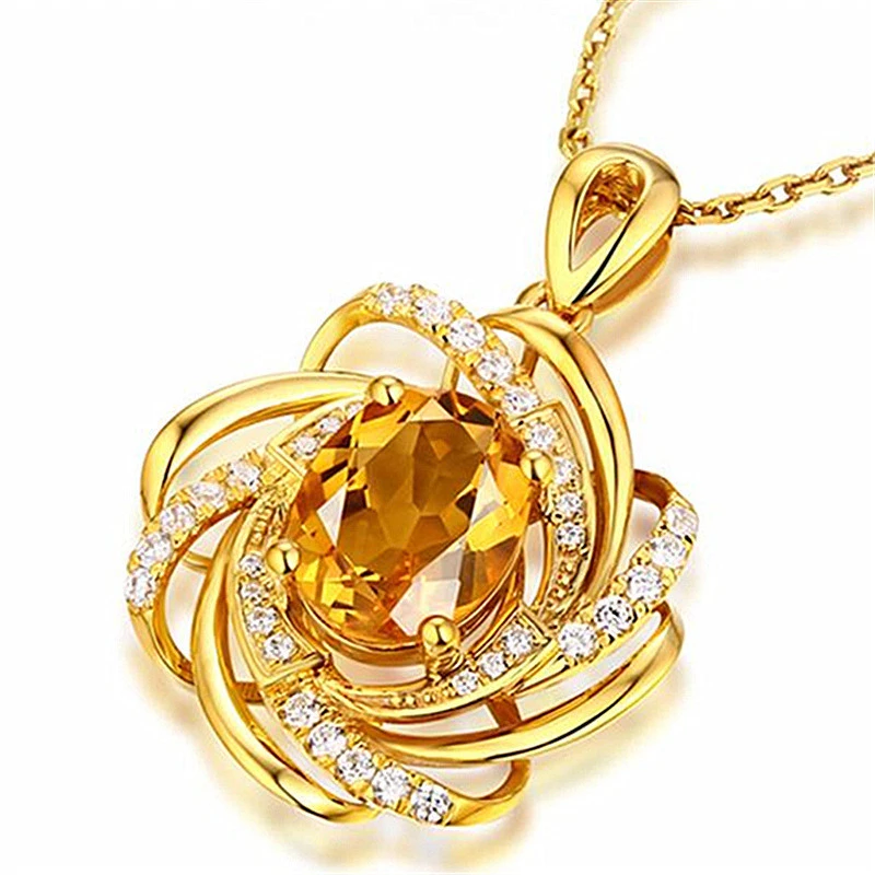 Creative Rotating Windmill Pendant Inlaid 18K Gold Plated Color Gemstone Necklace