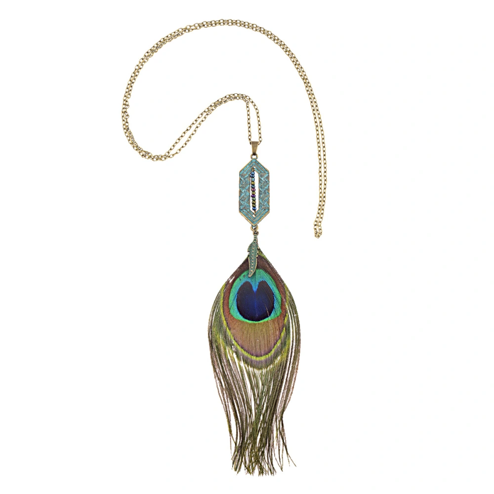 Ethnic Style Jewelry Tassel Peacock Feather Necklace