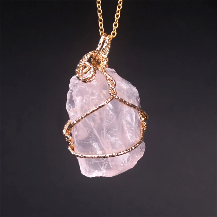 Natural Irregular Winding Crystal Agate Rough Stone Necklace Pendant