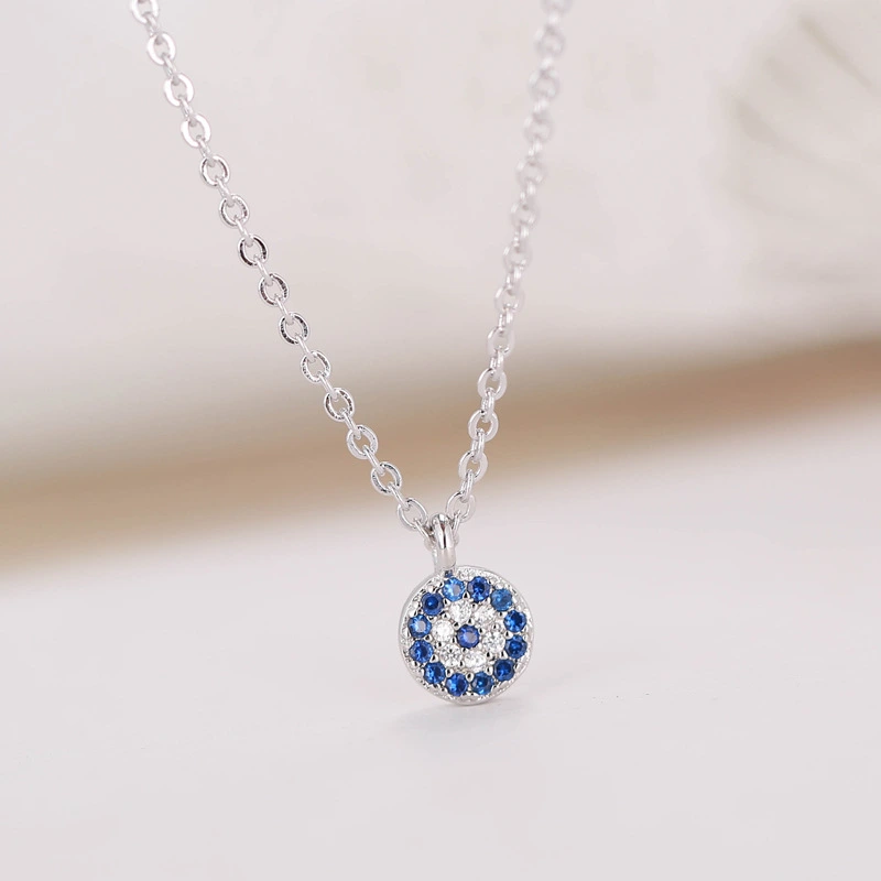 Devil's Eye 925 Sterling Silver Necklace Clavicle Chain