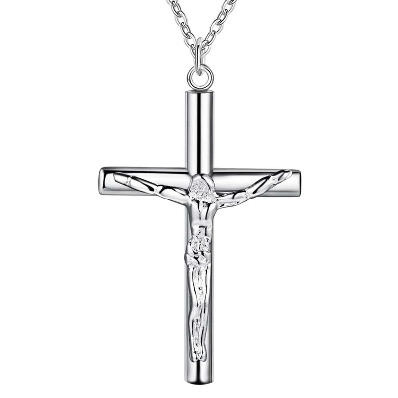 S925 Silver Plated Jesus Cross Necklace