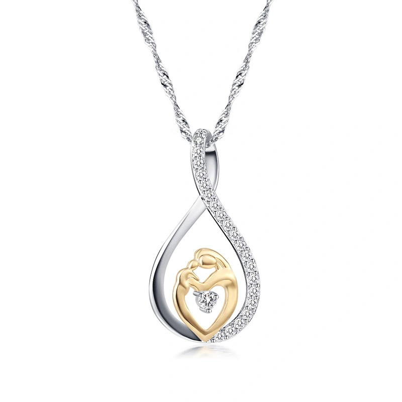 Korean Version Of Micro-Inlaid Zircon Drop-Shaped Necklace, Mother's Day Mother's Pendant  