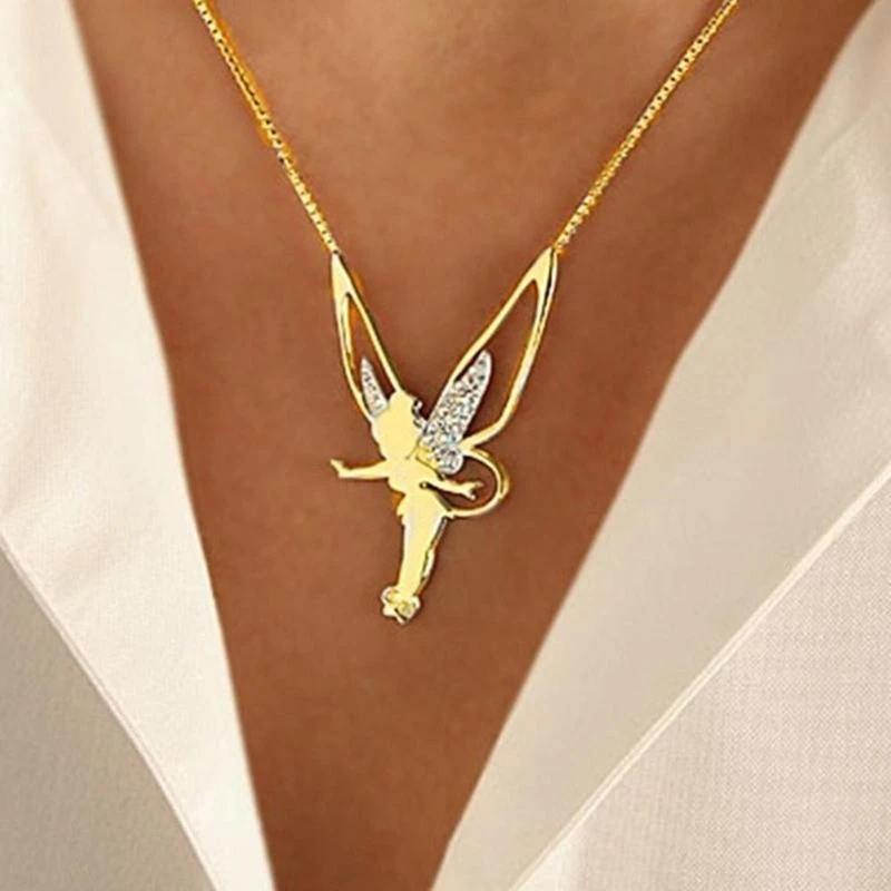 Diamond Angel Wings Necklace Charm Fashion Jewelry