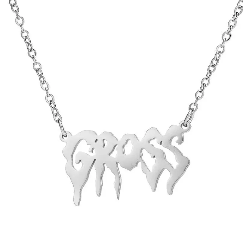 Hip-hop Ladies Stainless Steel Art Font Bold Letter Necklace