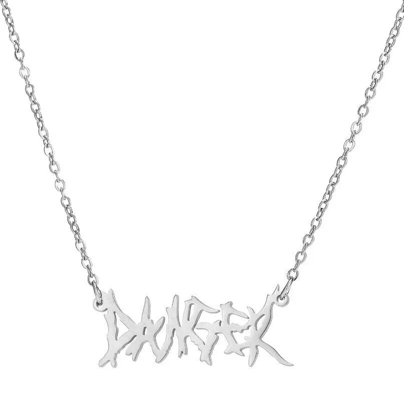 Hip-hop Ladies Stainless Steel Art Font Bold Letter Necklace