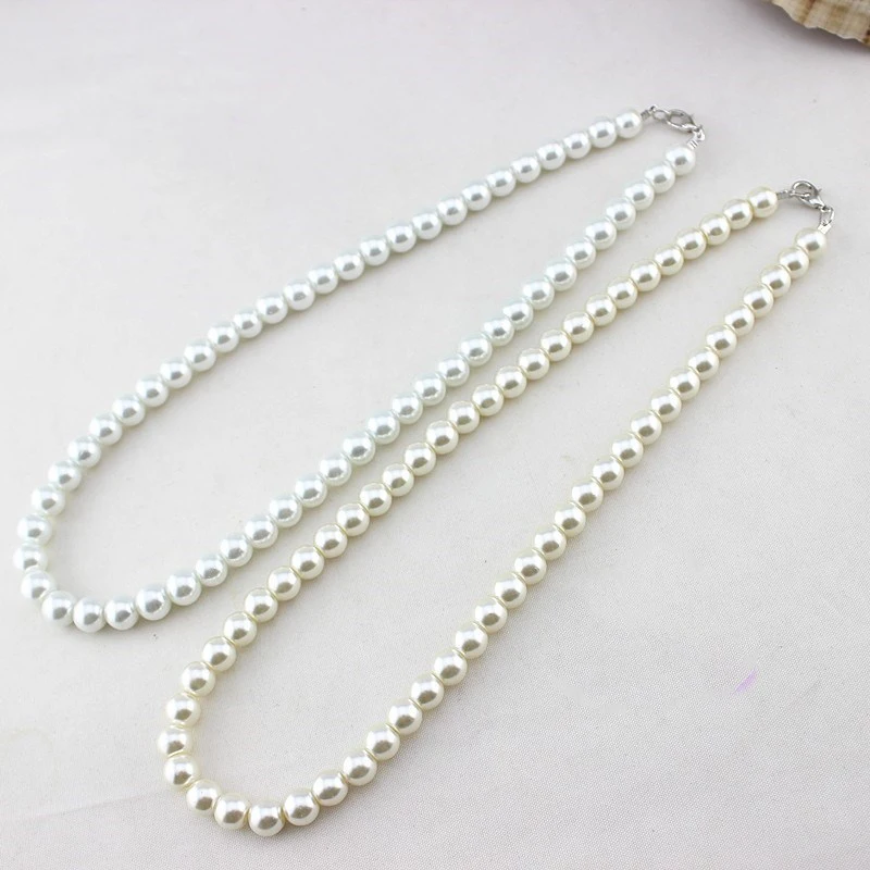 Imitation Pearl Necklace Female Short Glass