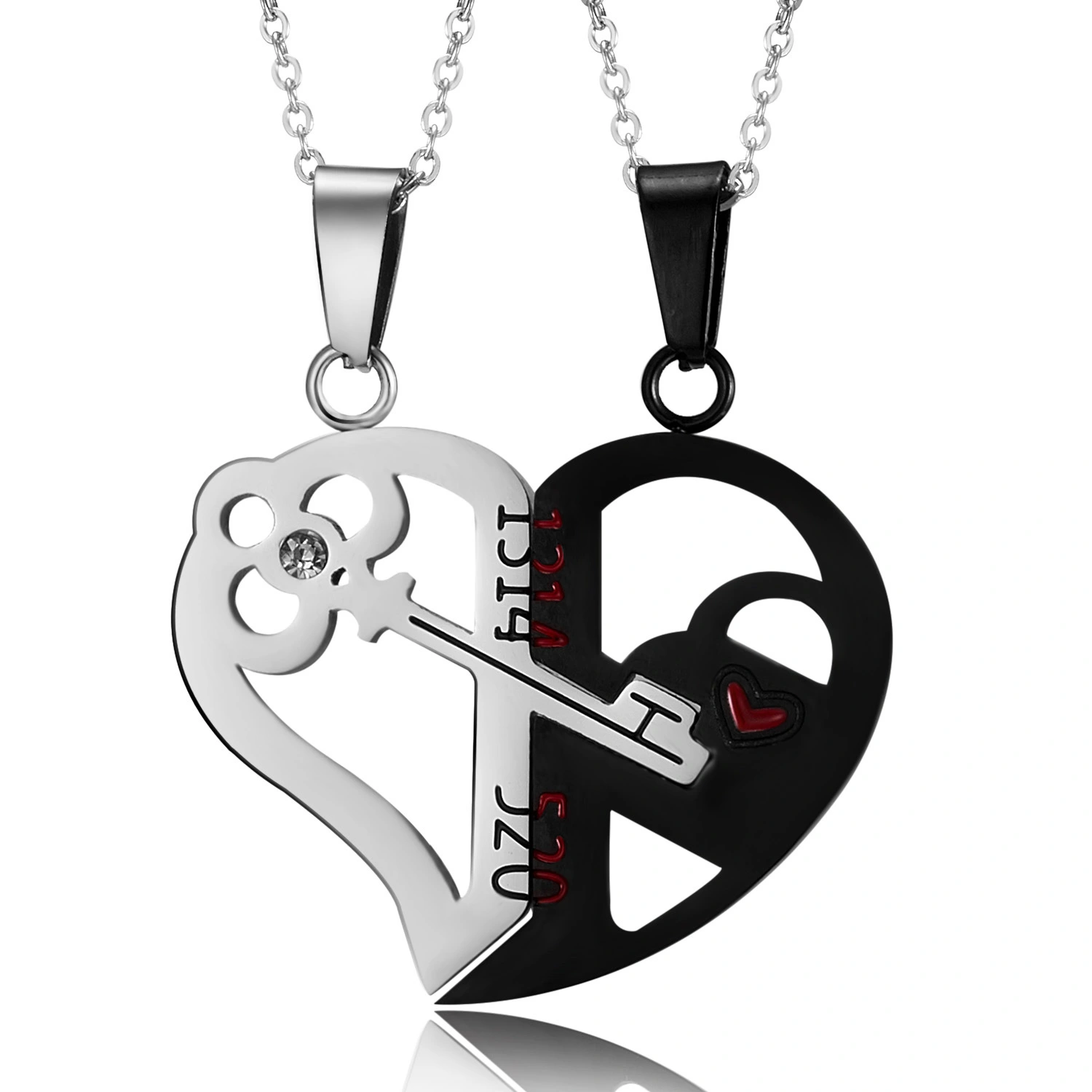 Fashion Key Puzzle Heart Shaped Couple Pendant Necklace