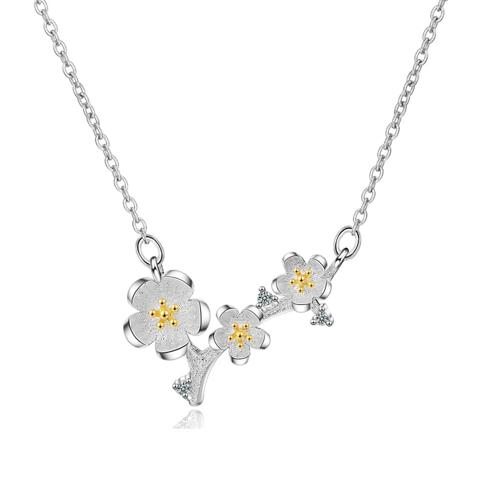 Simple Literary Cherry Blossom Necklace Female Sweet And Versatile Petal Pendant