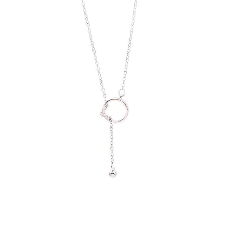 Sterling Silver Geometric Circle Tassel Clavicle Chain