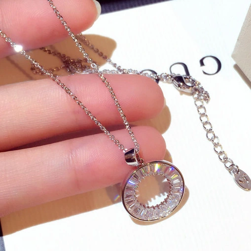 Fashion Trend Super Flash Set Diamond Round Temperament Versatile Clavicle Necklace Short Money