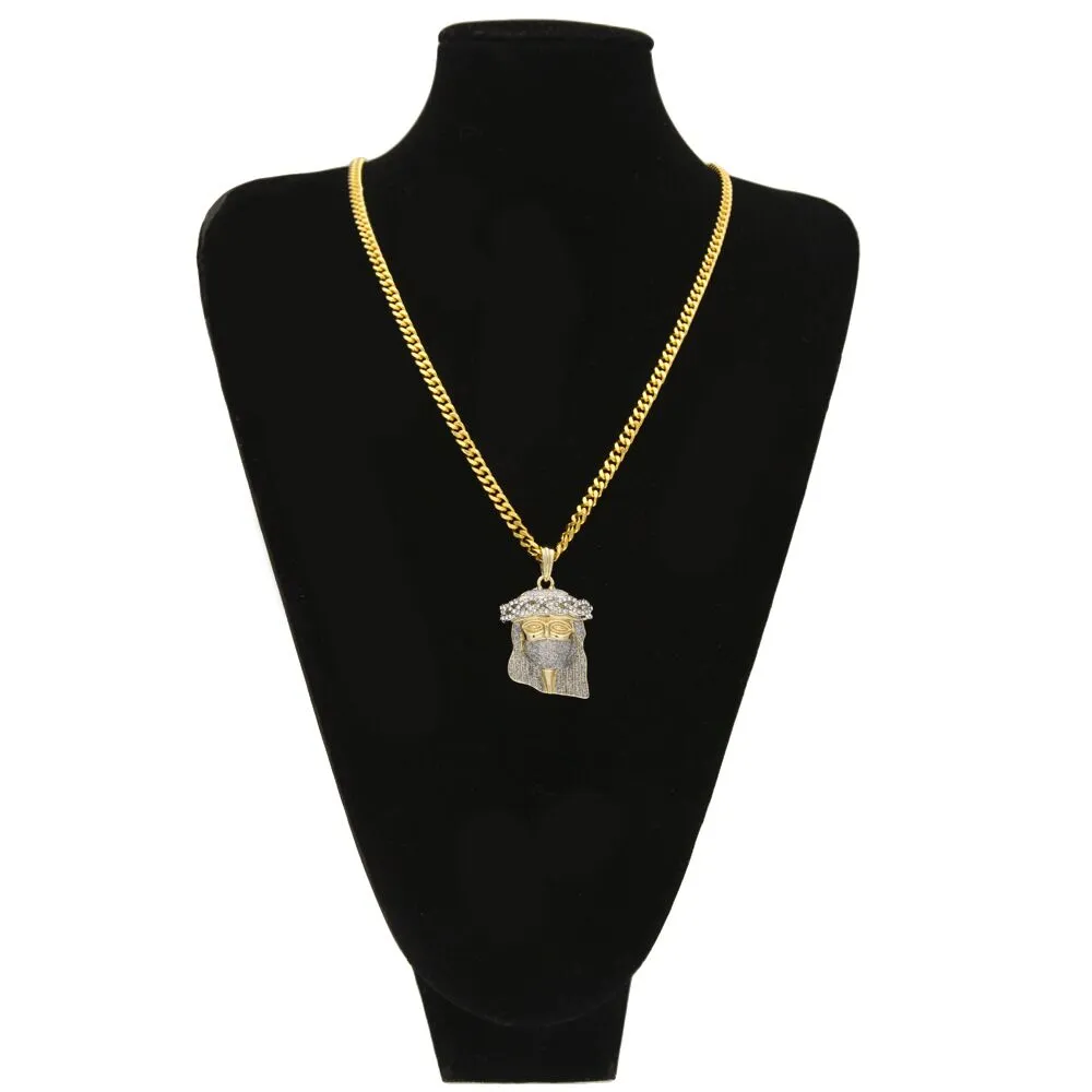 Hiphop Diamond Powder Masked Jesus Star Pendant