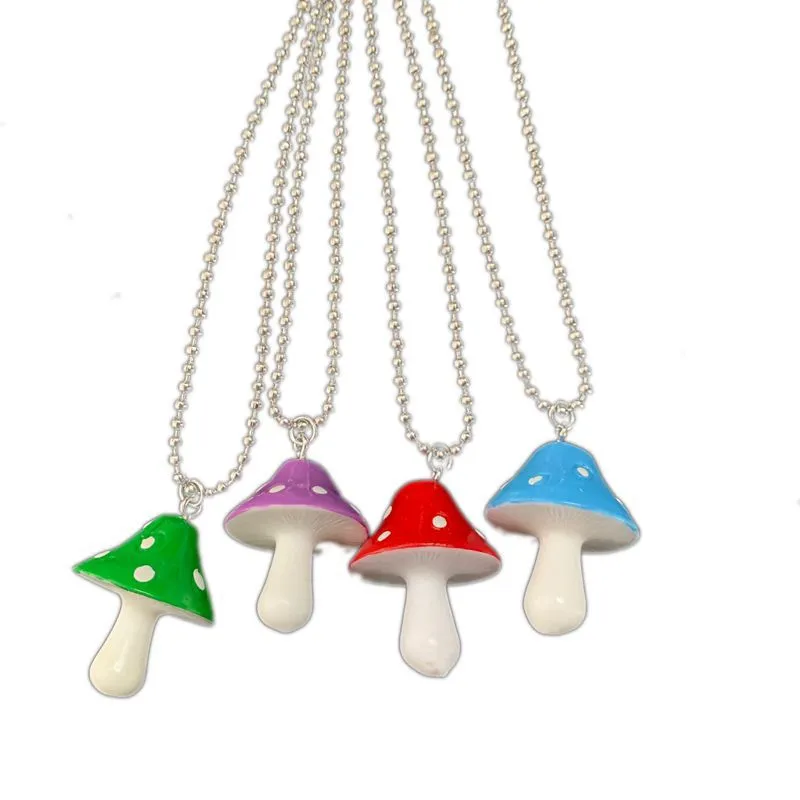 Funny Colorful Mushroom Necklace Simple Cartoon Necklace